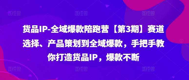 货品IP全域爆款陪跑营【第3期】赛道选择、产品策划到全域爆款，手把手教你打造货品IP，爆款不断-泰戈创艺资源库