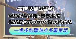(12316期)黑神话悟空游戏配合网盘拉新+多多虚拟+私域日变现3000+赚快钱方法。…-泰戈创艺资源库