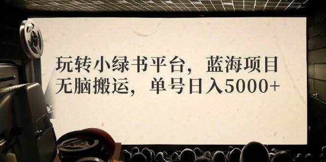 （12366期）玩转小绿书平台，蓝海项目，无脑搬运，单号日入5000+-泰戈创艺资源库