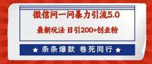 （12240期）微信问一问最新引流5.0，日稳定引流200 创业粉，加爆微信，卷死同行-泰戈创艺资源库
