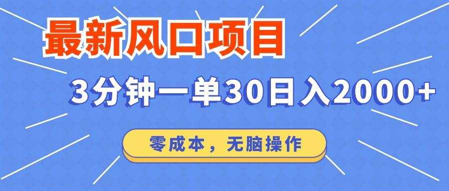 (12272期)最新风口项目操作,3分钟一单30。日入2000左右,零成本,无脑操作。-泰戈创艺资源库