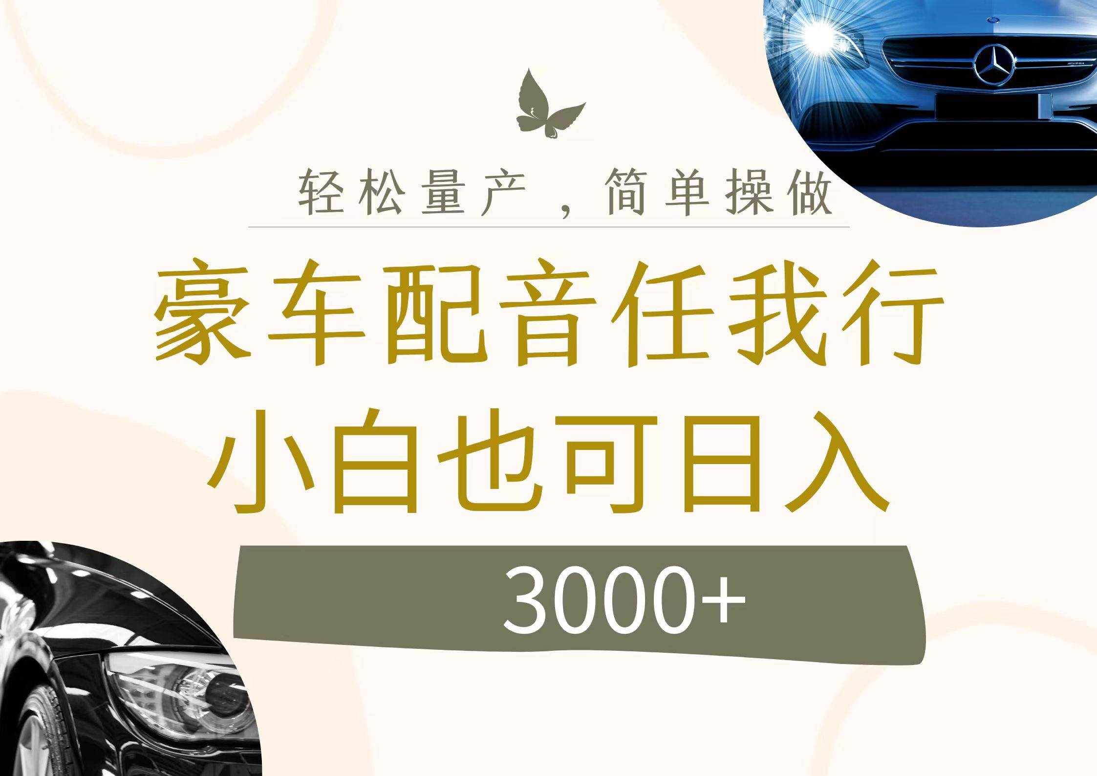 （12206期）不为人知的暴力小项目，豪车配音，日入3000+-泰戈创艺资源库