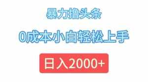 （12068期）暴力撸头条，0成本小白轻松上手，日入2000+-泰戈创艺资源库