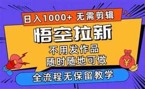 （12182期）悟空拉新日入1000+无需剪辑当天上手，一部手机随时随地可做，全流程无…-泰戈创艺资源库