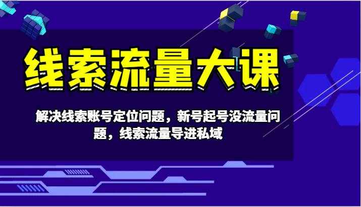 线索流量大课-解决线索账号定位问题，新号起号没流量问题，线索流量导进私域-泰戈创艺资源库