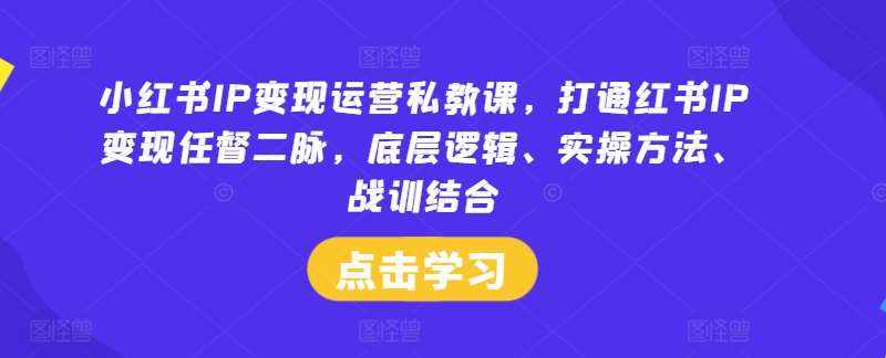 小红书IP变现运营私教课，打通红书IP变现任督二脉，底层逻辑、实操方法、战训结合-泰戈创艺资源库