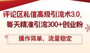 （12145期）评论区私信高级引流术3.0，每天精准引流300+创业粉，操作简单，流量稳定-泰戈创艺资源库