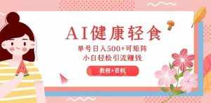 (12388期)AI健康轻食,单号日入500+可矩阵,小白轻松引流赚钱(教程+食谱)-泰戈创艺资源库