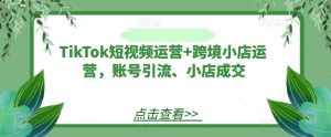 TikTok短视频运营+跨境小店运营，账号引流、小店成交-泰戈创艺资源库