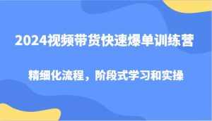 2024视频带货快速爆单训练营，精细化流程，阶段式学习和实操-泰戈创艺资源库
