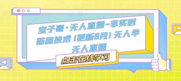 宝子哥·无人直播-非实时防风技术(更新8月)无人半无人直播-泰戈创艺资源库
