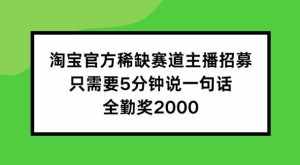 淘宝官方稀缺赛道主播招募 ，只需要5分钟说一句话， 全勤奖2000【揭秘】-泰戈创艺资源库