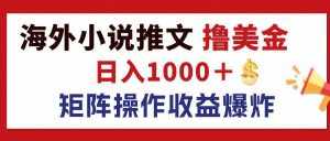 （12333期）最新海外小说推文撸美金，日入1000＋ 蓝海市场，矩阵放大收益爆炸-泰戈创艺资源库