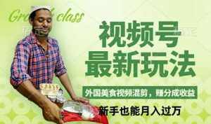 视频号新玩法，外国美食视频混剪，撸分成计划收益，视频制作简单，轻松月入过万【揭秘】-泰戈创艺资源库
