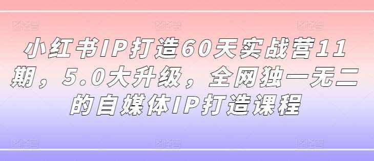 小红书IP打造60天实战营11期，5.0大升级，全网独一无二的自媒体IP打造课程-泰戈创艺资源库
