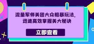 流量军师美团大众粗暴玩法,迅速高效掌握美大秘诀-泰戈创艺资源库