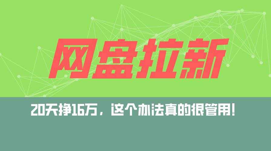（12294期）网盘拉新+私域运营玩法，零基础入门，小白可操作，当天见效，日入5000+-泰戈创艺资源库