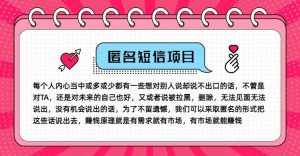 冷门小众赚钱项目，匿名短信，玩转信息差，月入五位数【揭秘】-泰戈创艺资源库