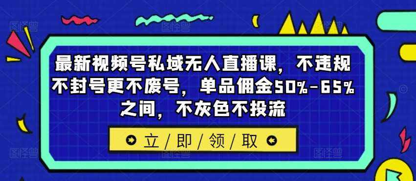 最新视频号私域无人直播课，不违规不封号更不废号，单品佣金50%-65%之间，不灰色不投流-泰戈创艺资源库