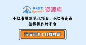 小红书爆款笔记项目,小红书是最值得操作的平台-泰戈创艺资源库
