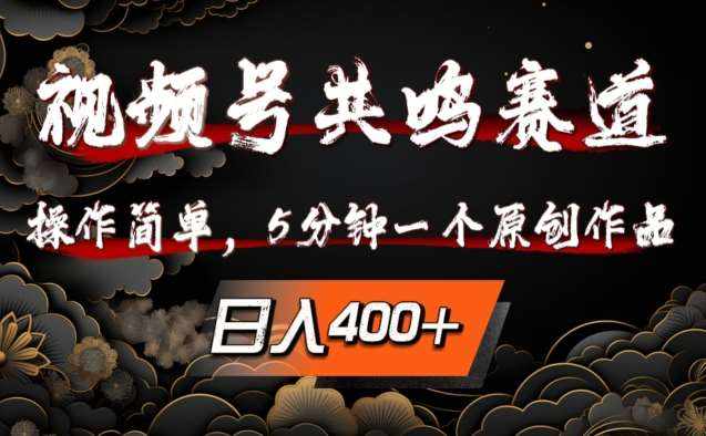视频号共鸣赛道，操作简单，5分钟1个原创作品，日入几张【揭秘】-泰戈创艺资源库