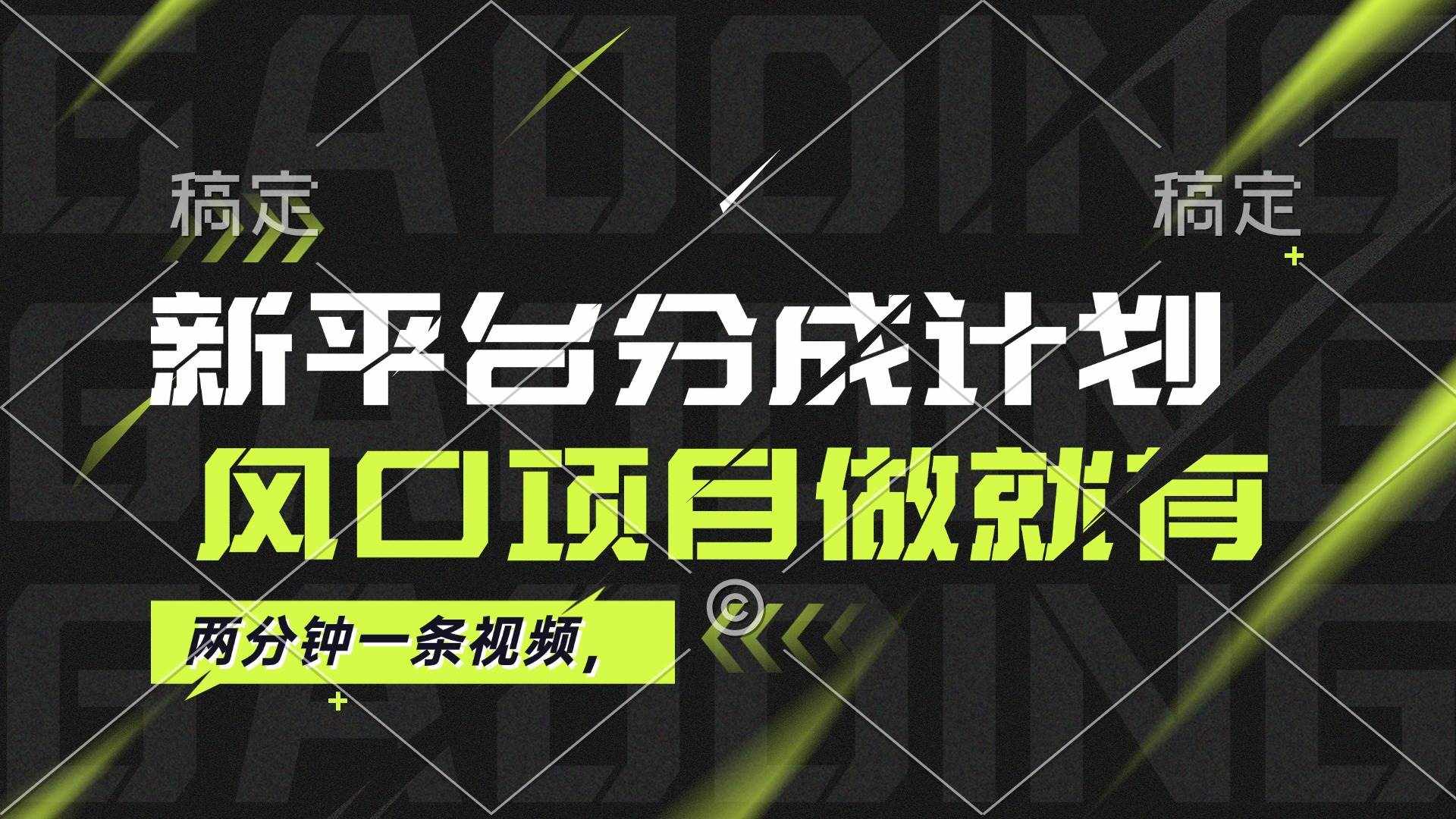 （12442期）最新平台分成计划，风口项目，单号月入10000+-泰戈创艺资源库