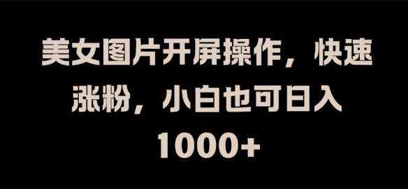美女图片开屏操作，快速涨粉，小白也可日入1k【揭秘】-泰戈创艺资源库