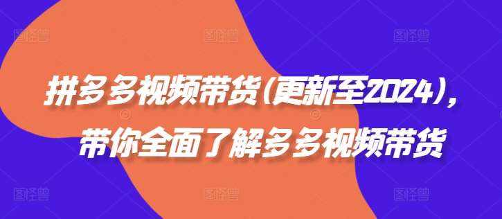 拼多多视频带货(更新至2024)，带你全面了解多多视频带货-泰戈创艺资源库