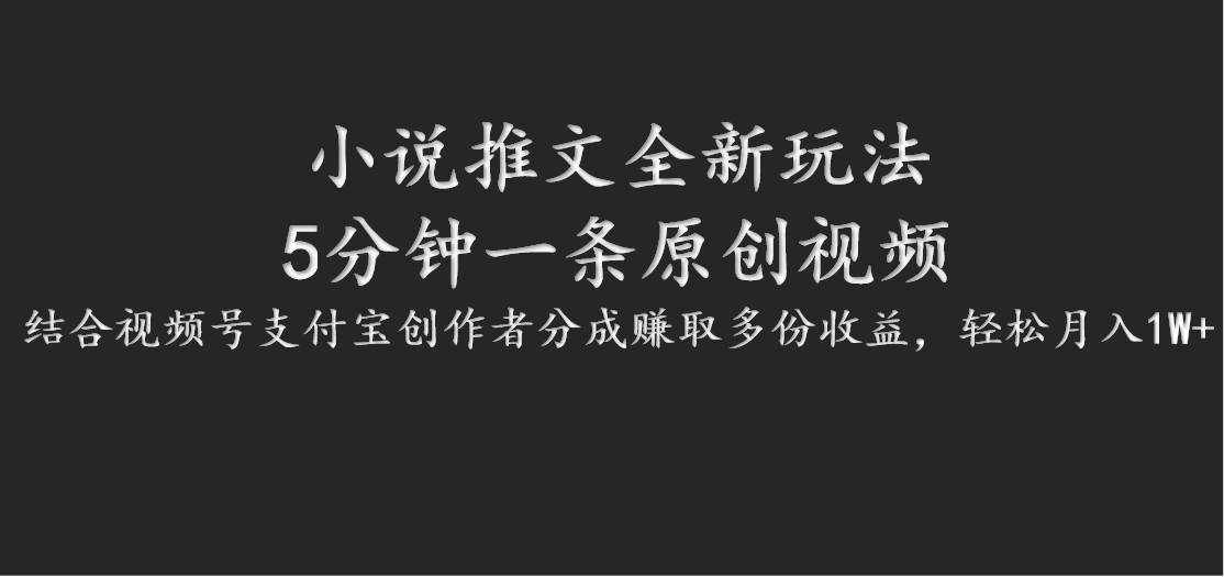 小说推文全新玩法，5分钟一条原创视频，结合视频号支付宝创作者分成赚取多份收益-泰戈创艺资源库