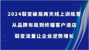 2024裂变破局两天线上训练营-从品牌布局到终端客户进店，裂变流量让企业逆势增长-泰戈创艺资源库