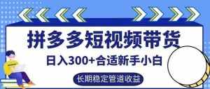 拼多多短视频带货日入300+有长期稳定被动收益,合适新手小白【揭秘】-泰戈创艺资源库