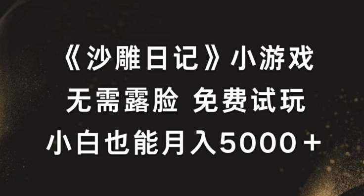 《沙雕日记》小游戏，无需露脸免费试玩，小白也能月入5000+【揭秘】-泰戈创艺资源库