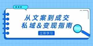 （12641期）从文案到成交，私域&变现指南：朋友圈策略+文案撰写+粉丝运营实操-泰戈创艺资源库