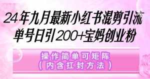 （12530期）小红书混剪引流，单号日引200+宝妈创业粉，操作简单可矩阵（内含扛封…-泰戈创艺资源库