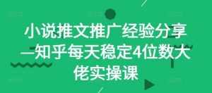 小说推文推广经验分享—知乎每天稳定4位数大佬实操课-泰戈创艺资源库