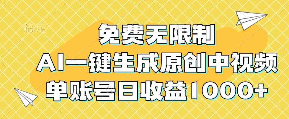 （12618期）免费无限制，AI一键生成原创中视频，单账号日收益1000+-泰戈创艺资源库
