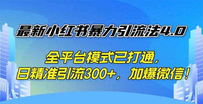（12505期）最新小红书暴力引流法4.0， 全平台模式已打通，日精准引流300+，加爆微…-泰戈创艺资源库