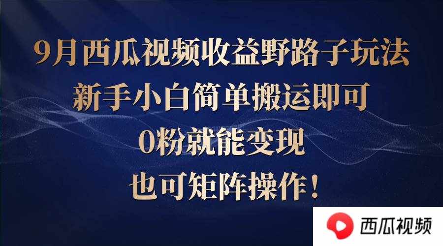 （12760期）西瓜视频收益野路子玩法，新手小白简单搬运即可，0粉就能变现，也可矩…-泰戈创艺资源库