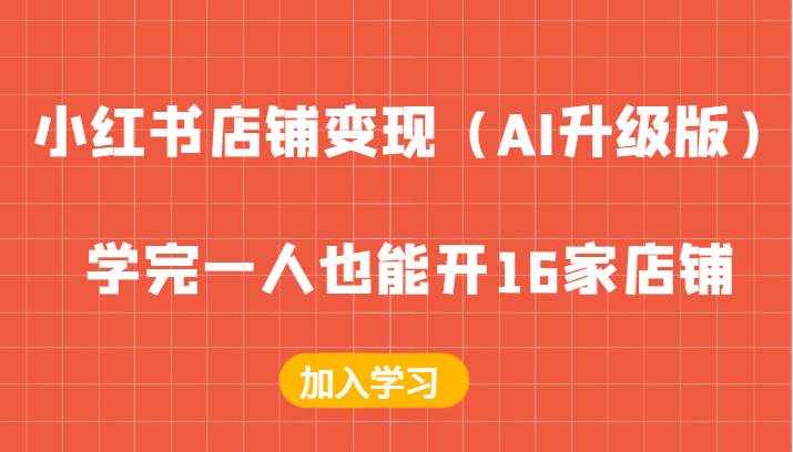 小红书店铺变现（AI升级版），学完一人也能开16家店铺-泰戈创艺资源库