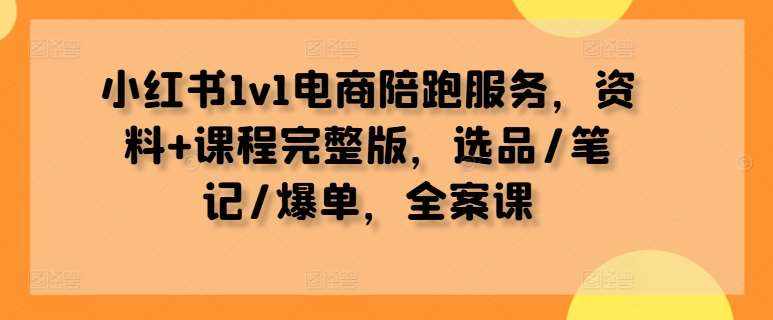 小红书1v1电商陪跑服务，资料+课程完整版，选品/笔记/爆单，全案课-泰戈创艺资源库