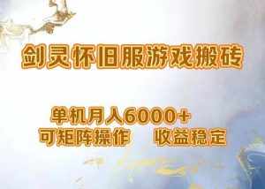 (12471期)网游剑灵打金搬砖,单机月入6000+,可矩阵操作,收益稳定。-泰戈创艺资源库