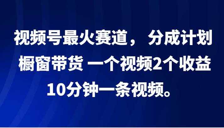视频号最火赛道， 分成计划， 橱窗带货，一个视频2个收益，10分钟一条视频。-泰戈创艺资源库