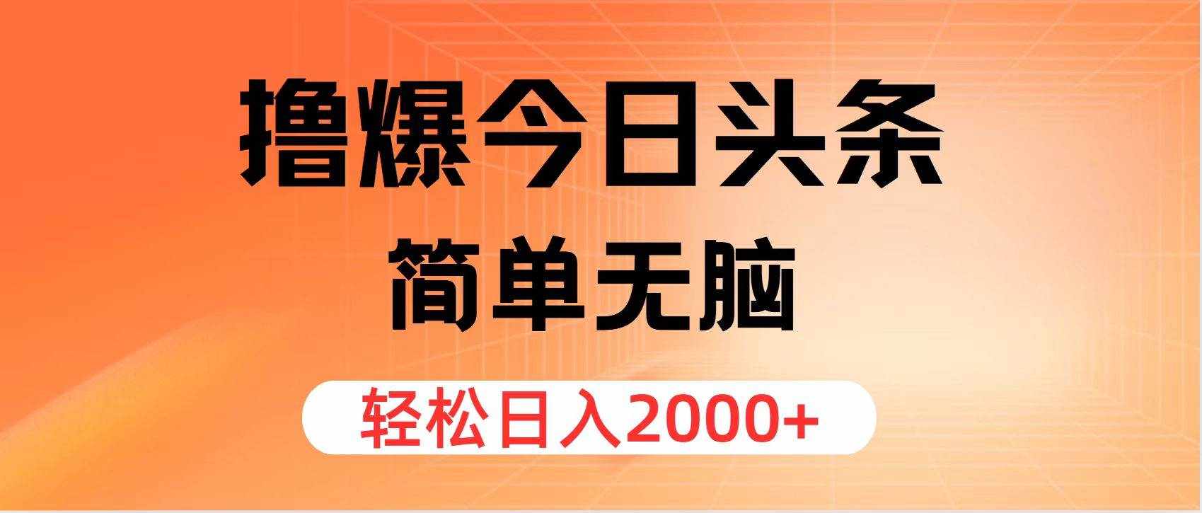 (12697期)撸爆今日头条,简单无脑,日入2000+-泰戈创艺资源库