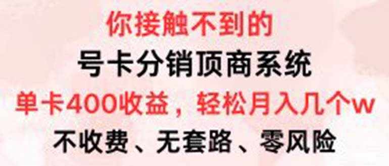 （12820期）号卡分销顶商系统，单卡400+收益。0门槛免费领，月入几W超轻松！-泰戈创艺资源库