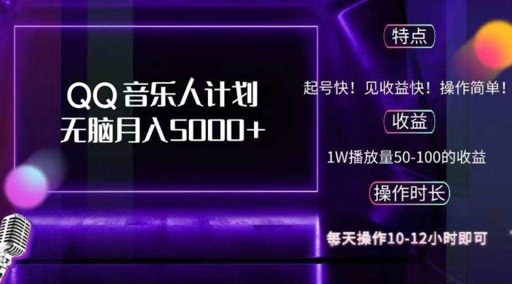 （12836期）2024 QQ音乐人计划，纯无脑操作，轻松月入5000+，可批量放大操作-泰戈创艺资源库