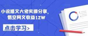 小说推文大佬实操分享,悟空网文收益12W-泰戈创艺资源库