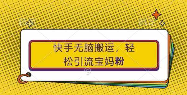 快手无脑搬运，轻松引流宝妈粉，纯小白轻松上手【揭秘】-泰戈创艺资源库