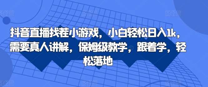 抖音直播找茬小游戏，小白轻松日入1k，需要真人讲解，保姆级教学，跟着学，轻松落地【揭秘】-泰戈创艺资源库