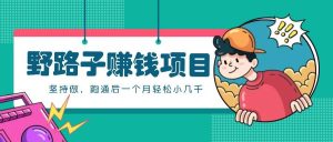 一个人就能操作的野路子赚钱项目,零成本零门槛坚持做,跑通后一个月小几千!-泰戈创艺资源库