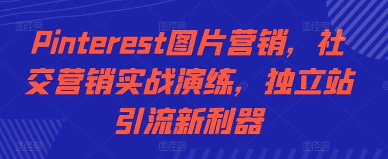 Pinterest图片营销，社交营销实战演练，独立站引流新利器-泰戈创艺资源库